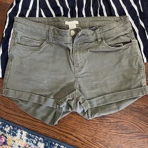 Women green jean shorts